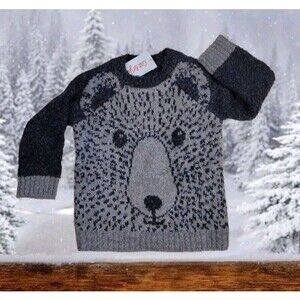 Cat & Jack Gray Teddy Polar Bear Cozy pullover sweater 4T Boys Girls NWT